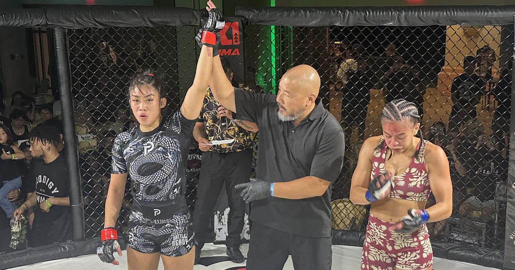 Angelina Calpito defeats Thalia Lewi-Ohashi by referee stoppage in round two at X-1 67